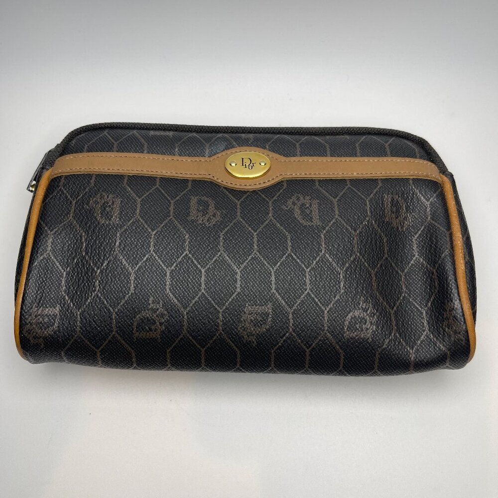 Christian Dior Vintage Honeycomb Minaudière Pouch - Brown - Preowned